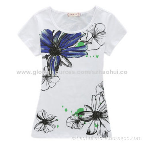 Women's Light Cotton T-shirt with Silkscreen Print, Designs and Brands Can be Customized